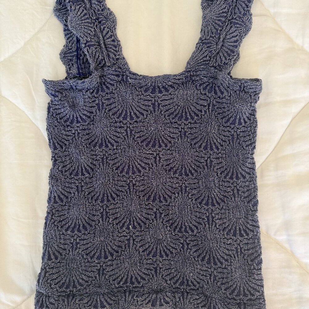 Blue Free People Stretch knit tank top OS